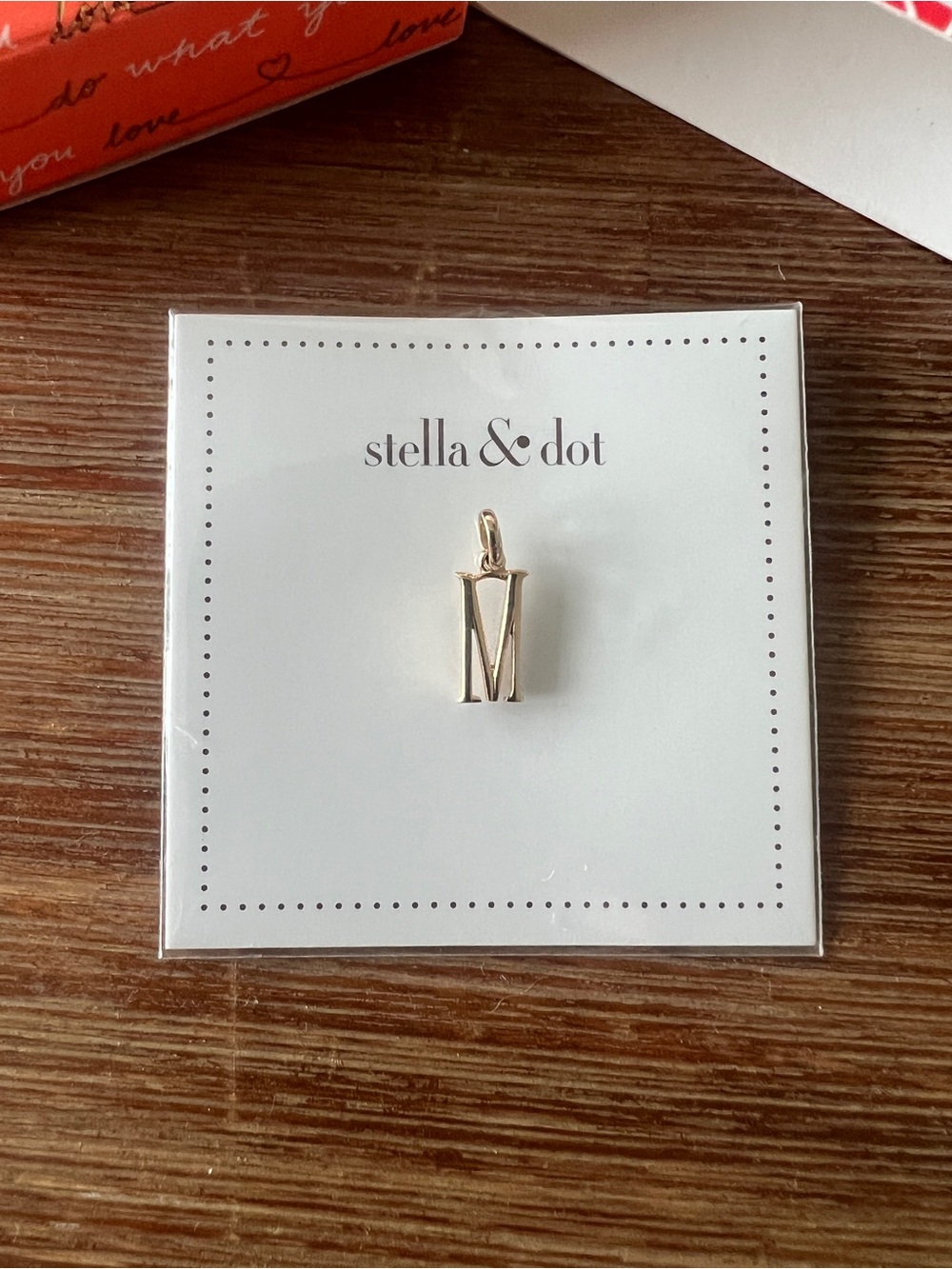 Stella & Dot Namesake Alphabet Charm / Pendant - Gold Letter "M" (NIB)